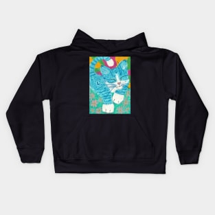 blue cat Kids Hoodie